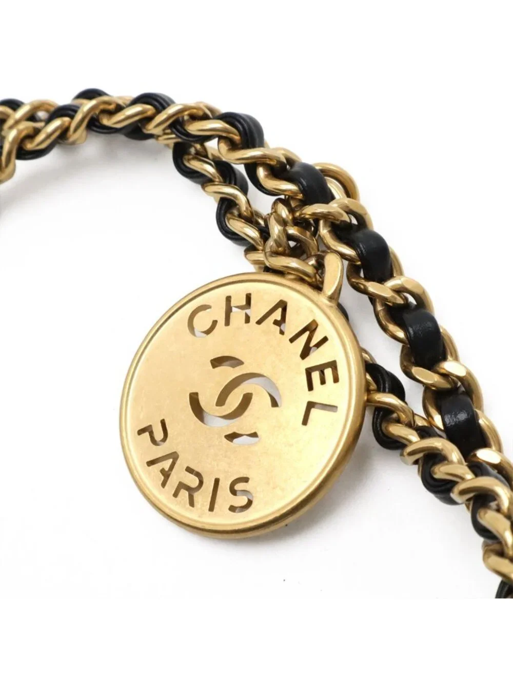 Chanel 22 Shoulder Bag Chain Drawstring Patent Leather Black Gold
